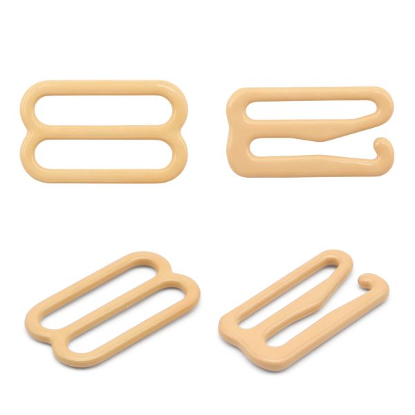 Набор крючки + регуляторы для бюстгальтеров металл 15.0 мм, (12 крюч., 6 регул.), телесный