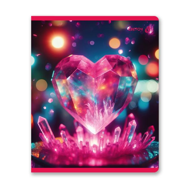 Тетрадь ученическая общая, выборочные блёстки, A5+ 48 л. на скобе 65 г/м², белизна 100 %, 10 шт, клетка, 01129 Микс-Розовый кристалл, Светоч Т83