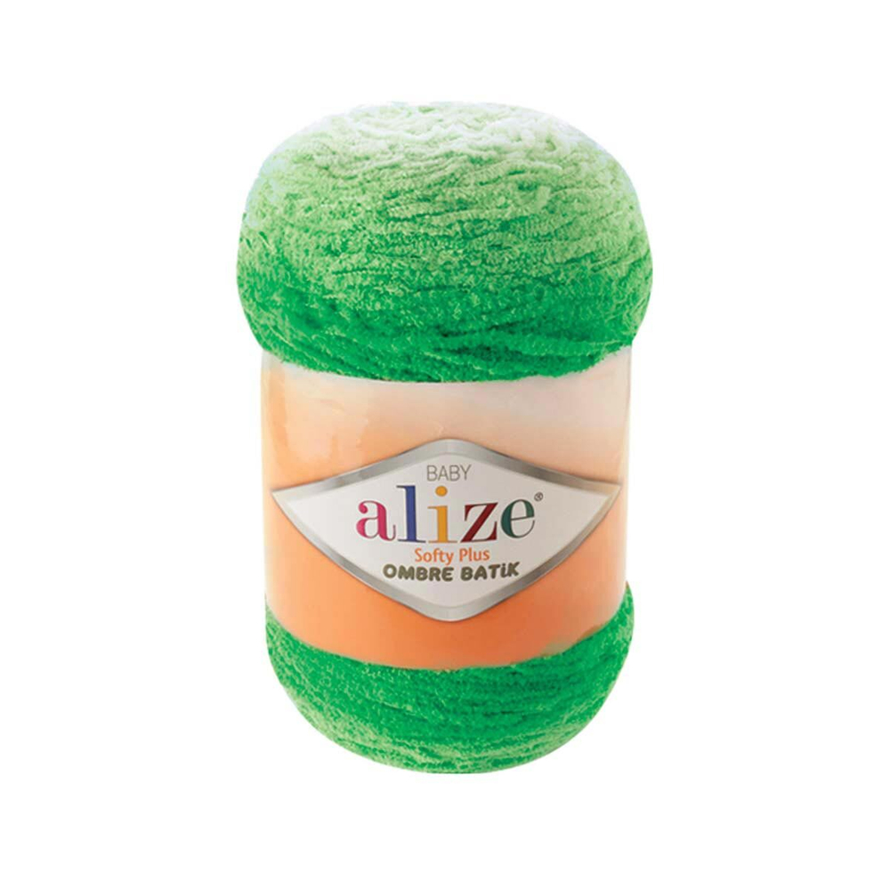 Пряжа Alize (Ализе) Softy Plus Ombre Batik / уп.1 мот. по 500 г, 600м, 7287 зеленый A