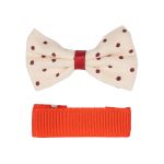 Набор Б-002 мини бантик+заколка 35мм/35мм (бежевый/красный) 29353