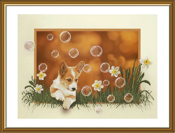 Набор для вышивания нитками Нова Слобода, Корги 27х36 см