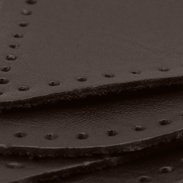 Набор заплаток пришивных из кожи, круг, квадрат, треугольник, овал 6см, с перфорацией, 4 шт (03 темно-коричневый), 9723