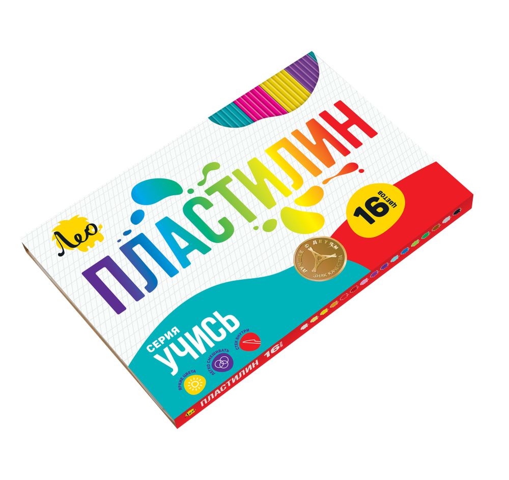 Пластилин классический 320 г, 16 цв, Лео LNMC-0116