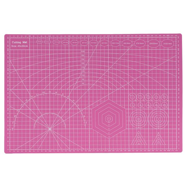 Коврик (мат) для резки раскройный, 3-слойный, 30х45см A3, цв.розовый, MTW006-1