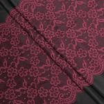 Кружево бельевое эластичное 400 мм / 3.4 метра, цвет темно-красный