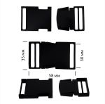 Фастекс (пряжка трезубец) металл 30 мм, 58x35 мм, мат.черный, 6 шт