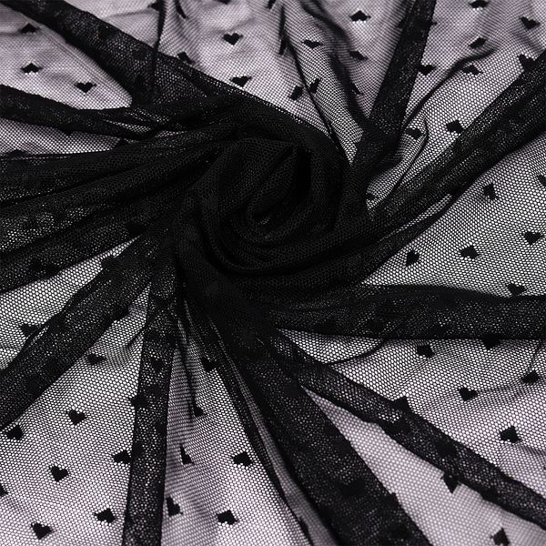 Сетка бельевая эластичная 55 г/м², шир.150 см / 24 кг (1кг-12,5м), Сердечки, цв.черный /OLG015.170/