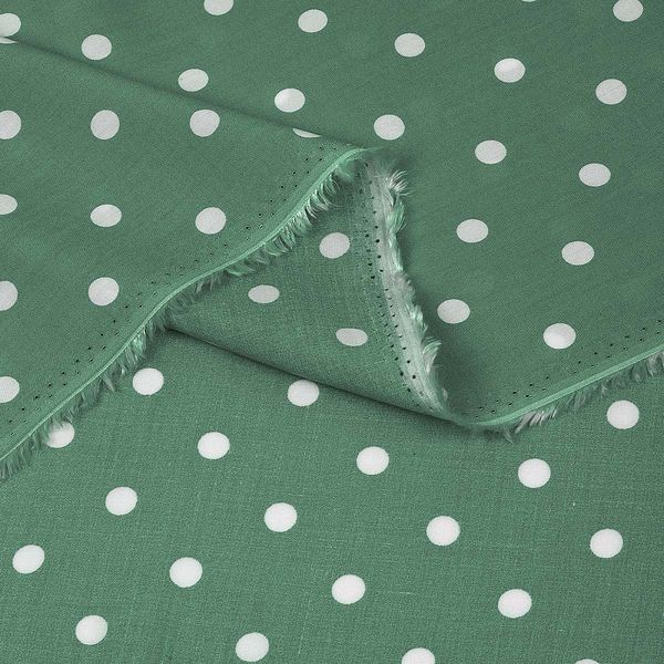 Штапель в горошек 90 г/м², 145 см / 2 метра, TBY.Vidt.05 цв.зеленый