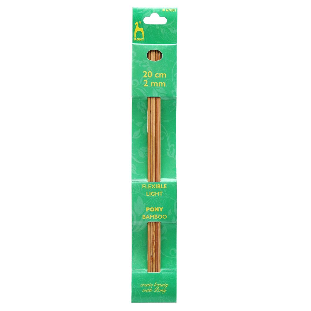 Спицы чулочные Pony Bamboo ⌀2.0 мм, 20 см, 5 шт, бамбук, 67001