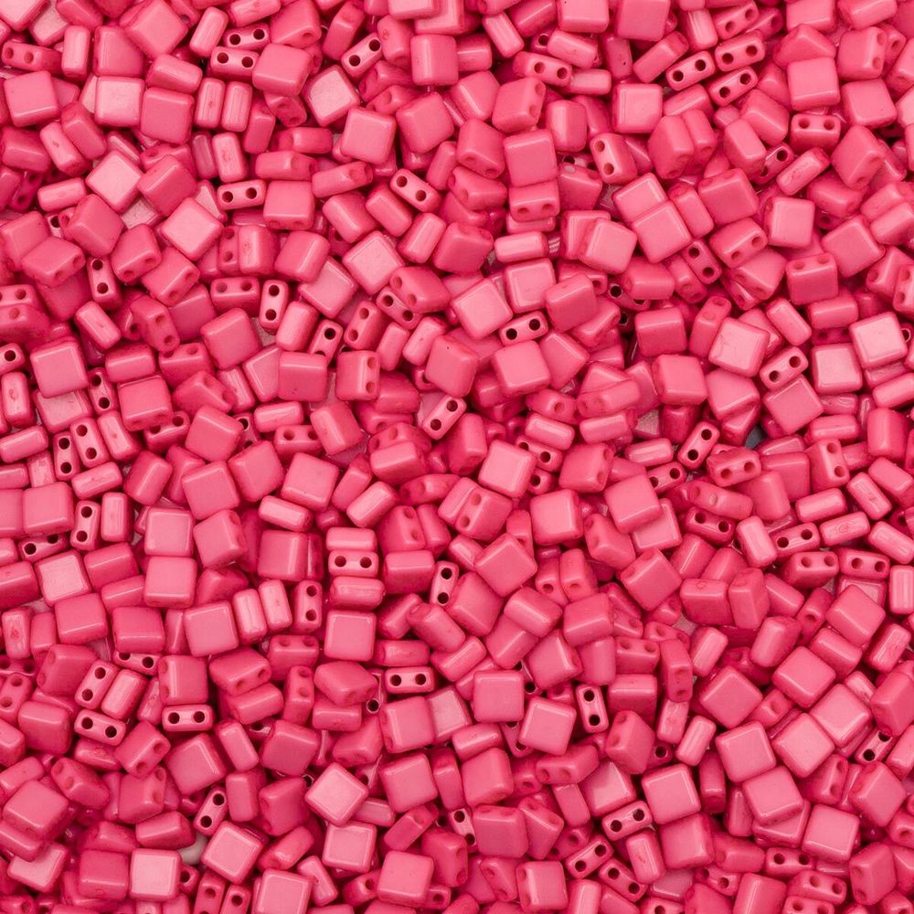 Бусины пластик 6х6х3 мм, 50 г, с двойным отверстием, плоский квадрат, 13 розовый, Astra&Craft 7429