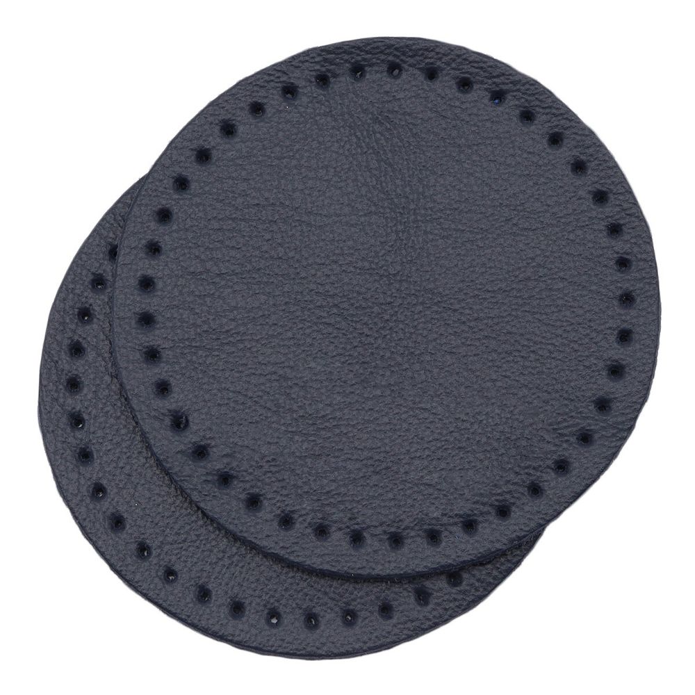 Заплатки пришивные из кожи, круг ⌀6см с перфорацией, 2 шт, 100% кожа, 05 темно-синий, 9111