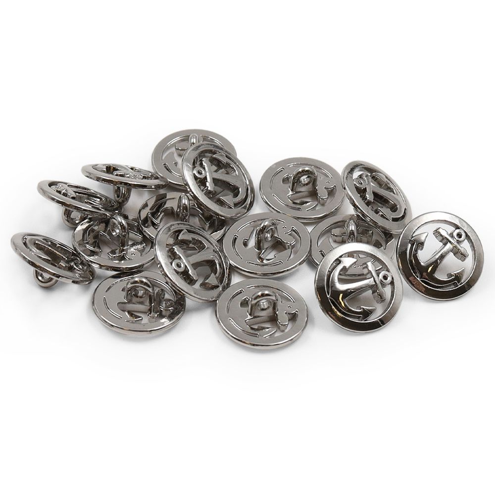 Пуговицы на ножке 24L (S (серебро (никель))), 72 шт