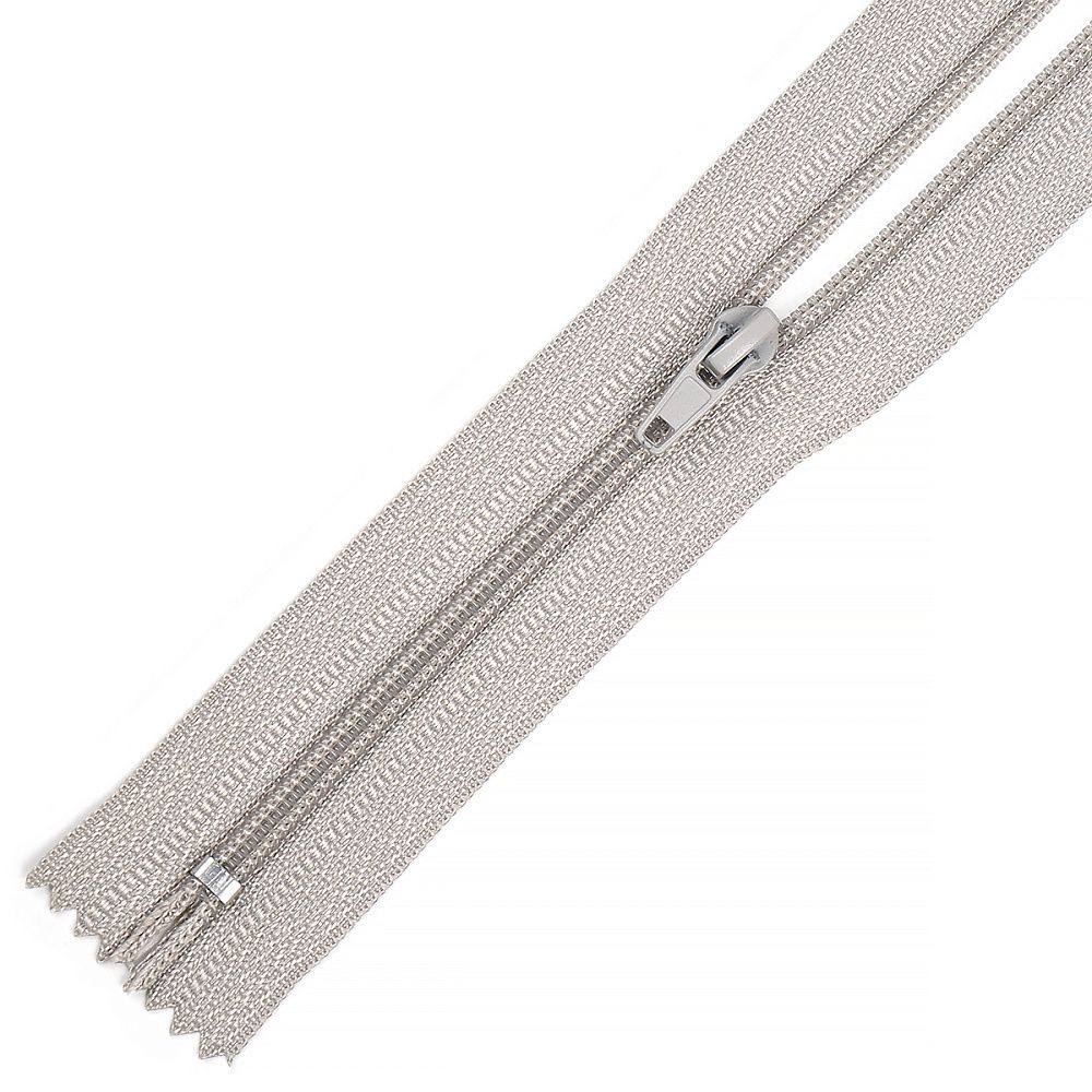 Молния спираль (витая) брючная Т4 (4 мм) 1 зам., н/раз., 20 см, автомат, цв.S032 св.серый уп.100 шт