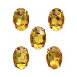Хрустальные стразы в цапах овальной формы, желтый 10х14 мм, 5 шт., ОЦ004НН1014