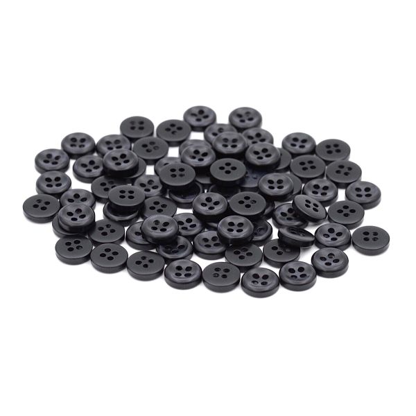 Пуговицы 4 прокола 17L (10,5мм), пластик (Blk-02 черный), 72 шт, CN 2801