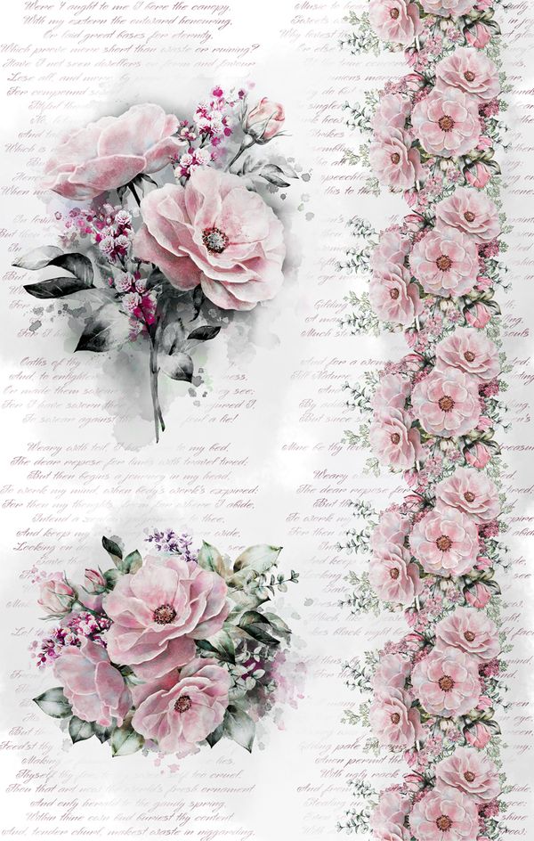 Бумага рисовая 32х22 см, 0128 Роза. Винтаж, Love2art KPR/R