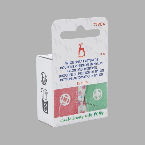 Кнопки пришивные нейлон 15 мм, прозрачный, 6 шт, Pony, 77904