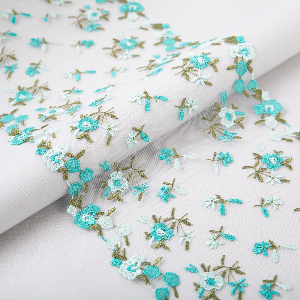 Кружево на сетке широкое 180 мм / 14 м, ±1 Турция, ментоловый, Gamma GCKM-180-06