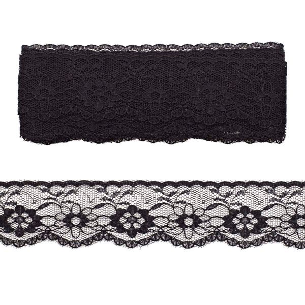 Кружево на сетке 35 мм, 5 м, ±4 см, 0623-1023, черный