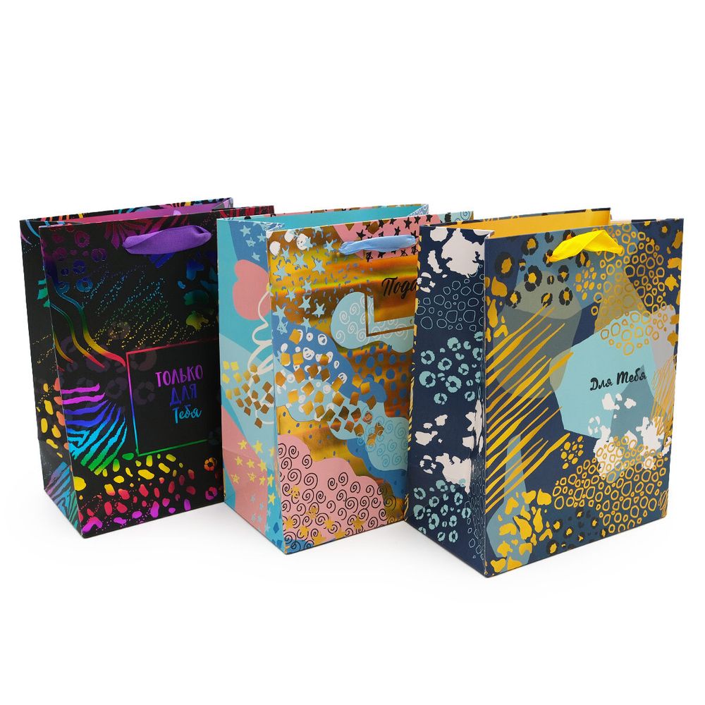 Пакет подарочный микс, рисунок фольга 18х23см, уп/12 шт, Ч44974