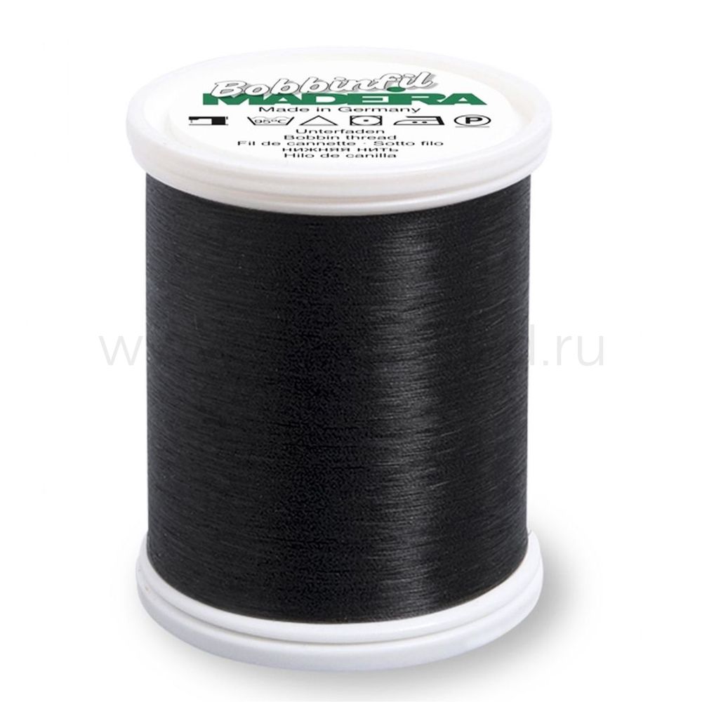 Нитки нижние Madeira Bobbinfil №70, 1500 м, цв. черные, 9764, 5 катушек