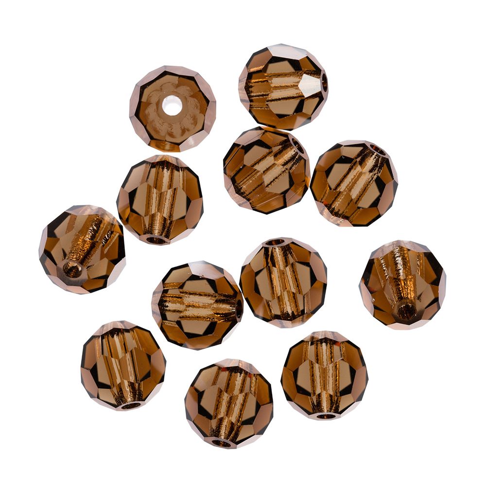 Бусины стекло ⌀6 мм, 12 шт, темно-коричневый/sm.topaz, Preciosa 451-19-602