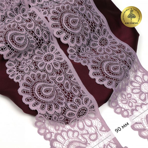 Кружево эластичное (стрейч) 90мм YSTL00839/N, цв.L620 морской туман уп.25м, Kruzhevo