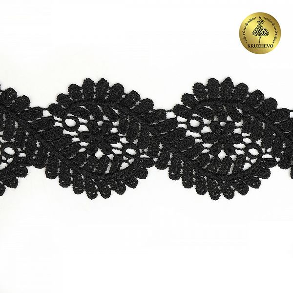 Кружево гипюр (плетёное) 50 мм, TBY.0735, черный, 13.71м, Kruzhevo