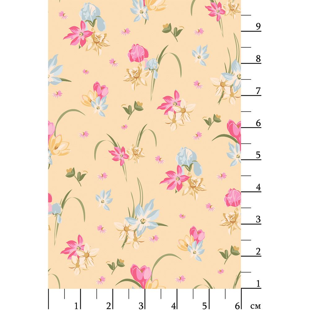 Ткань для пэчворка Peppy Весенний этюд, отрез 50х55 см, 146 г/м², ВЭ-13 желтый, Peppy