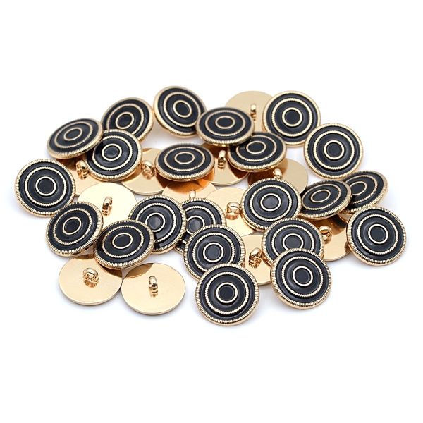 Пуговицы на ножке 36L (23мм), металл (Black/G черный с золотом), 36 шт, ME 644