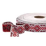 Лента (тесьма) жаккардовая 24.0 мм / 25±1 метров, рис. 9474, С1852Г17 (С3772Г17) белый/красный