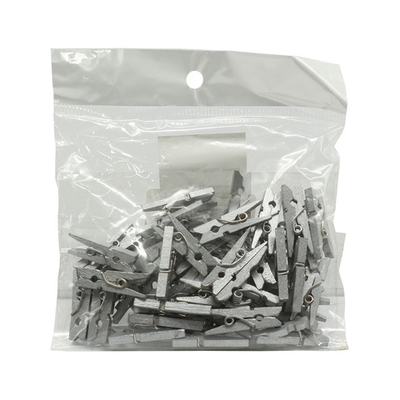 Прищепки цветные 2,5см (серебро), 50 шт