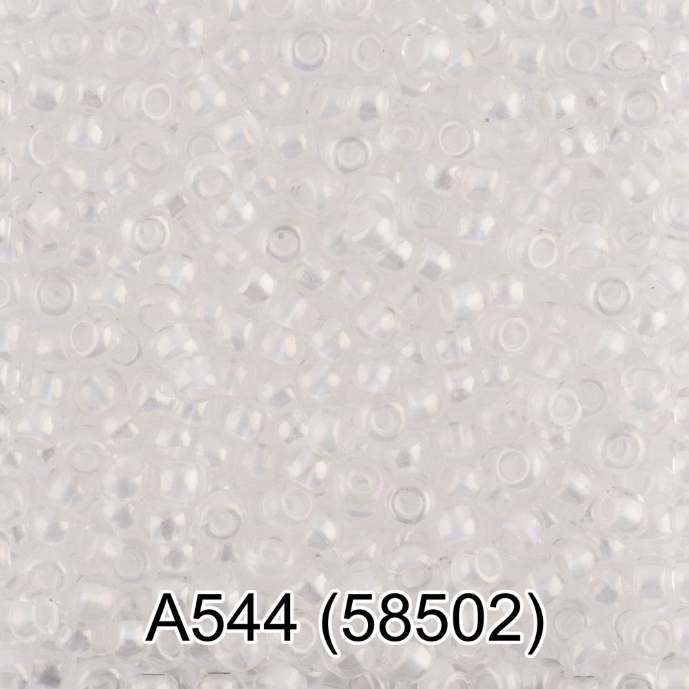 Бисер Preciosa круглый 10/0, 2.3 мм, 50 г, 1-й сорт. А544 прозрачный/перл, 58502, круглый 1