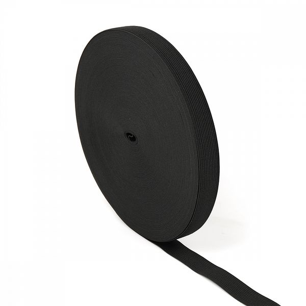 Резинка вязаная 25.0 мм / 40 метров, стандартная 3.9-4.3 г/п.м., черный