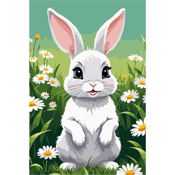 Картина по номерам Cristyle SP030, Зайчик с ромашками, 20х30 см