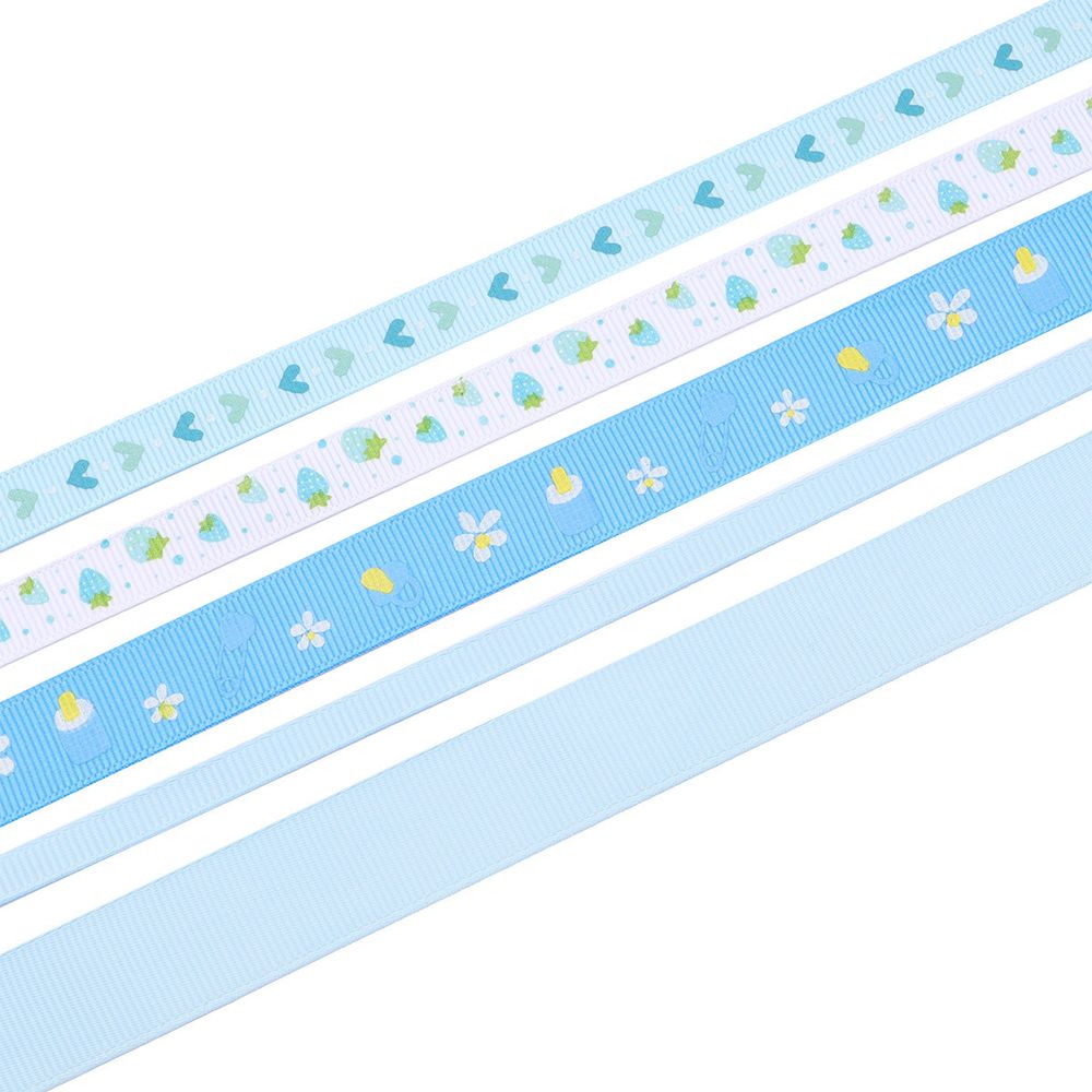 Набор репсовых лент, 5 шт, 45 м (2 шт по 18 м и 3 шт по 3 м), цвет светло-голубой