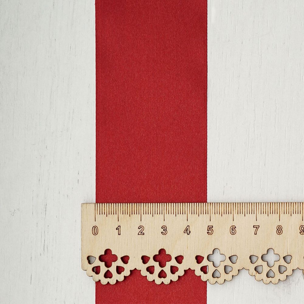 Лента атласная 1-сторонняя 50.0 мм / 22.86±1 метров, 028 т.красный, Globus