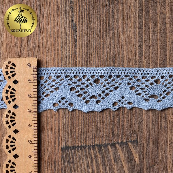 Кружево вязаное (тесьма) 30 мм / 10 метров, TBY-5234 цв.23 голубой, Kruzhevo