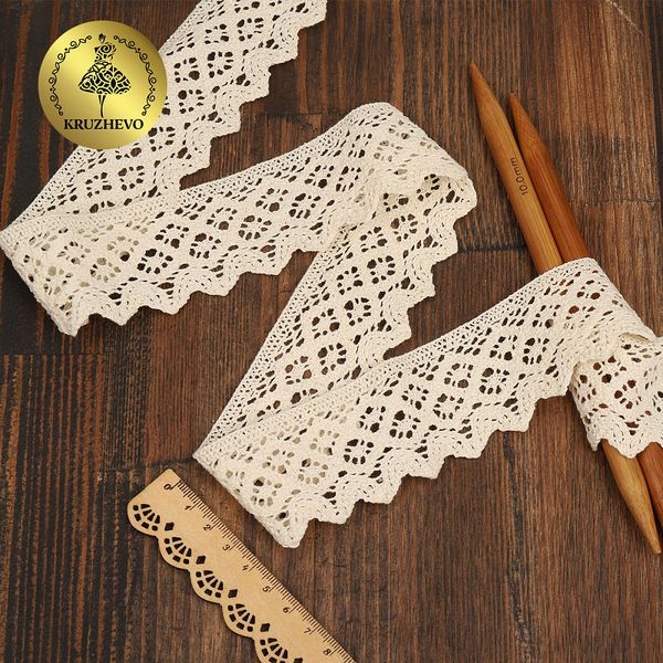 Кружево вязаное (тесьма) 50 мм / 10 метров, TBY.1003 цв.02 натуральный, Kruzhevo