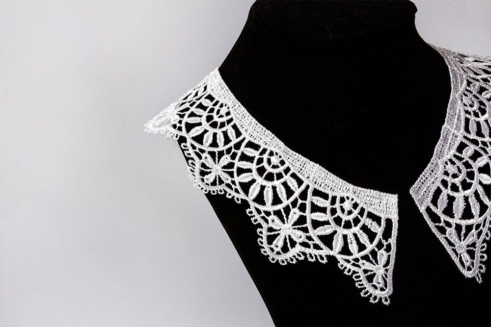 Пришивной кружевной воротник гипюр 6.5 см, 2 шт, белый, Gamma VGM-65-03