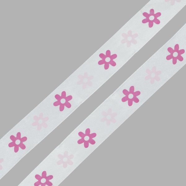 Лента атласная с рисунком 25.0 мм / 3 метра, Цветочки, Globus