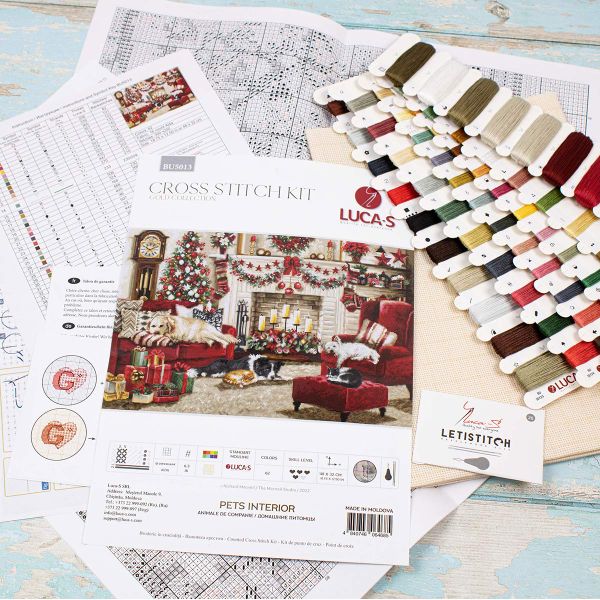 Набор для вышивания нитками Luca-S BU5013, Домашние питомцы, 48х32см