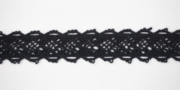 Кружево вязаное (тесьма) 20 мм, цв.черный, Alfa, 25 метров, AF-145-099