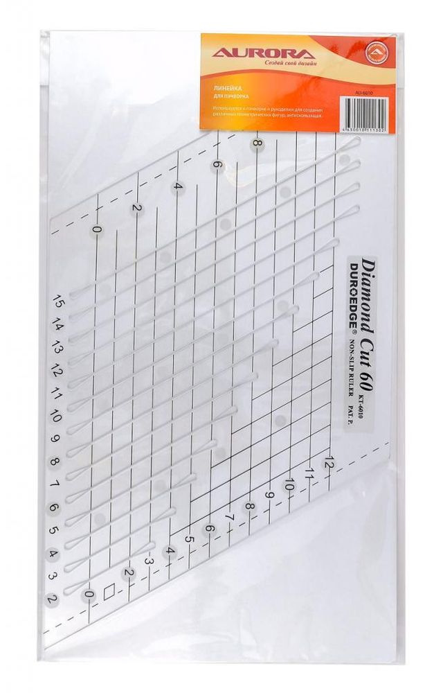 Линейка для пэчворка (ромбовидная), AU-6010, Aurora, 1 шт Линейка для пэчворка (ромбовидная), AU-6010, Aurora, 1 шт