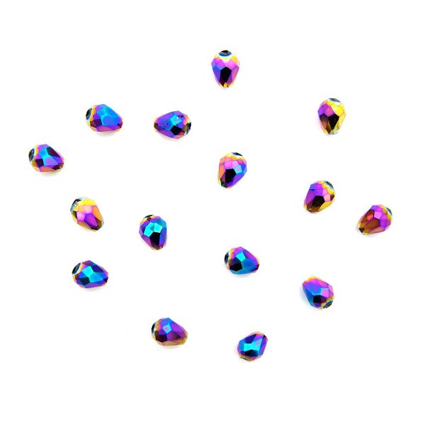Бусины стекло 5х7 мм, 15 шт, Астра Premium, 5-радужный