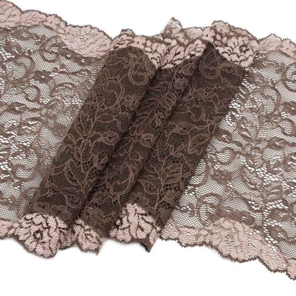 Кружево бельевое эластичное 235 мм / 10 м, коричневый