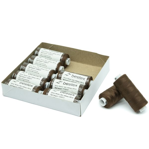 Нитки швейные бытовые Bestex 40/2, 365 м (400 ярд) / 10 кат., 378 светло-шоколадный