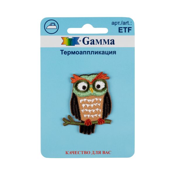 Термоаппликация №04, 1 шт, 02-435 Сова 3.6х4.6 см, Gamma ETF