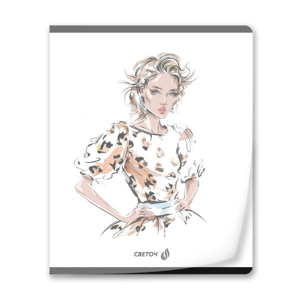 Тетрадь общая с пластиковой обложкой 180 мкр, лен, цвет.запечат.титул лист A5+ 80 л. на скобе 65 г/м², белизна 100 %, 10 шт, клетка, 01106 Парижанка, Светоч Т63