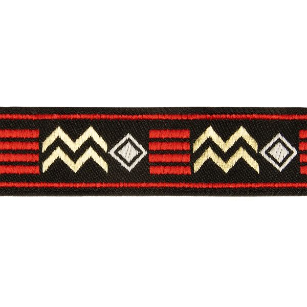 Лента (тесьма) жаккардовая 25.0 мм / 10±0.5 метров, красный/бежевый, Gamma TRJ-115Y